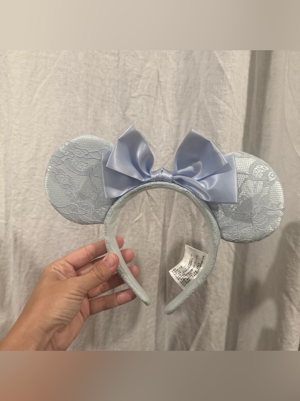 Disney Minnie Ears Headband Cinderella Blue Lace Ribbon Bow Tokyo